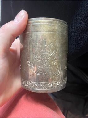 Vintage 1920s Vietnamese Silver-Tone Repousse Tea Caddy